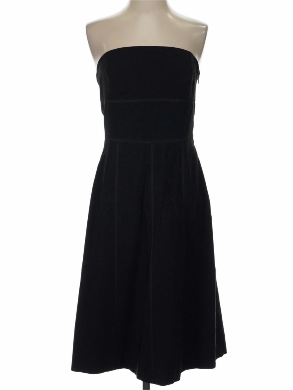 Wool Blend Strapless Black Midi Dress